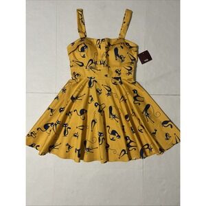 Ixia Cat Lady Cat Print Sweetheart A-line Above Knee Retro Vintage Swing Dress L